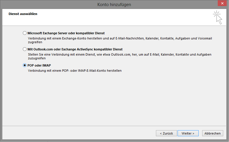 Microsoft Outlook 2013 POP3 - Schritt 5