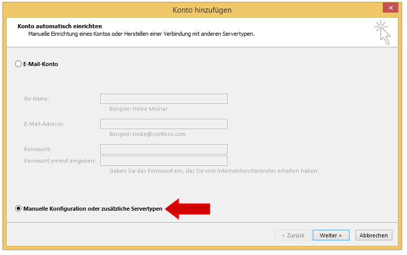 Microsoft Outlook 2013 IMAP - Schritt 4