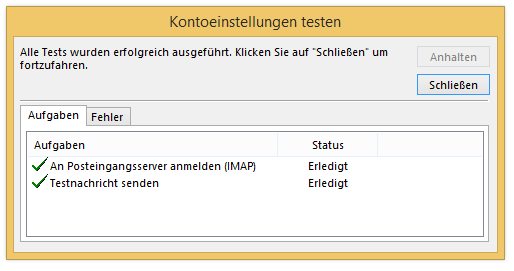 Microsoft Outlook 2013 IMAP - Schritt 10