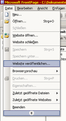 Microsoft Frontpage 2003 Anleitung Schritt 1