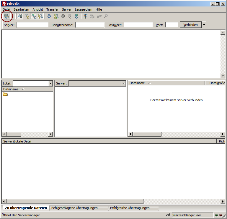 FTP Anleitung Filezilla Schritt 1