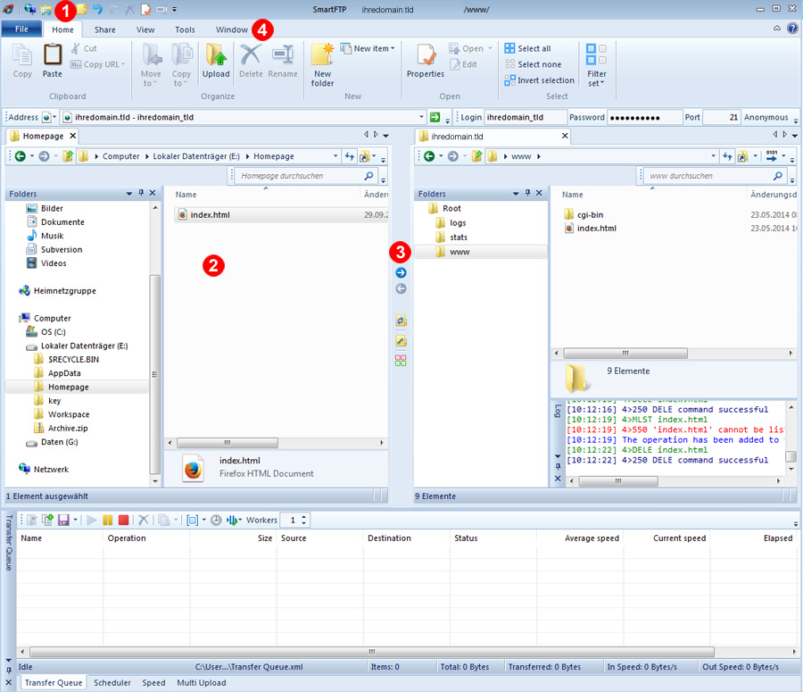 SmartFTP Anleitung Schritt 2