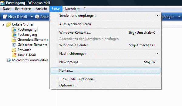 Windows Mail - Schritt 1