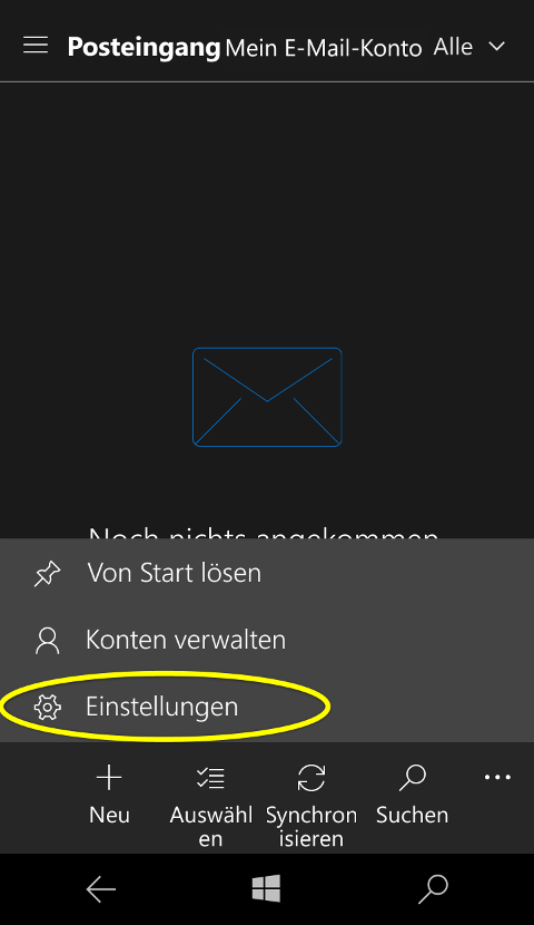 Schritt 2.1 - Windows 10 Smartphone