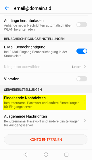 Android Mail - SSL - Schritt 4