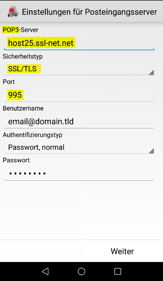 Android K9-Mail - SSL - Schritt 5.2