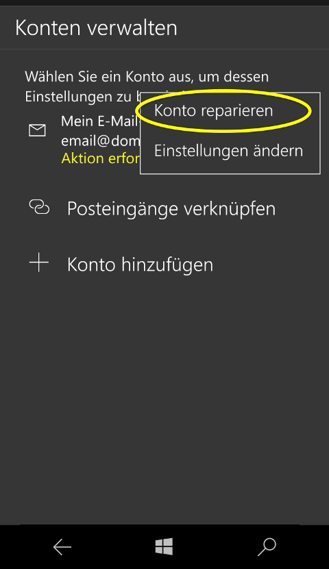 Schritt 9.1 - Windows 10 Smartphone
