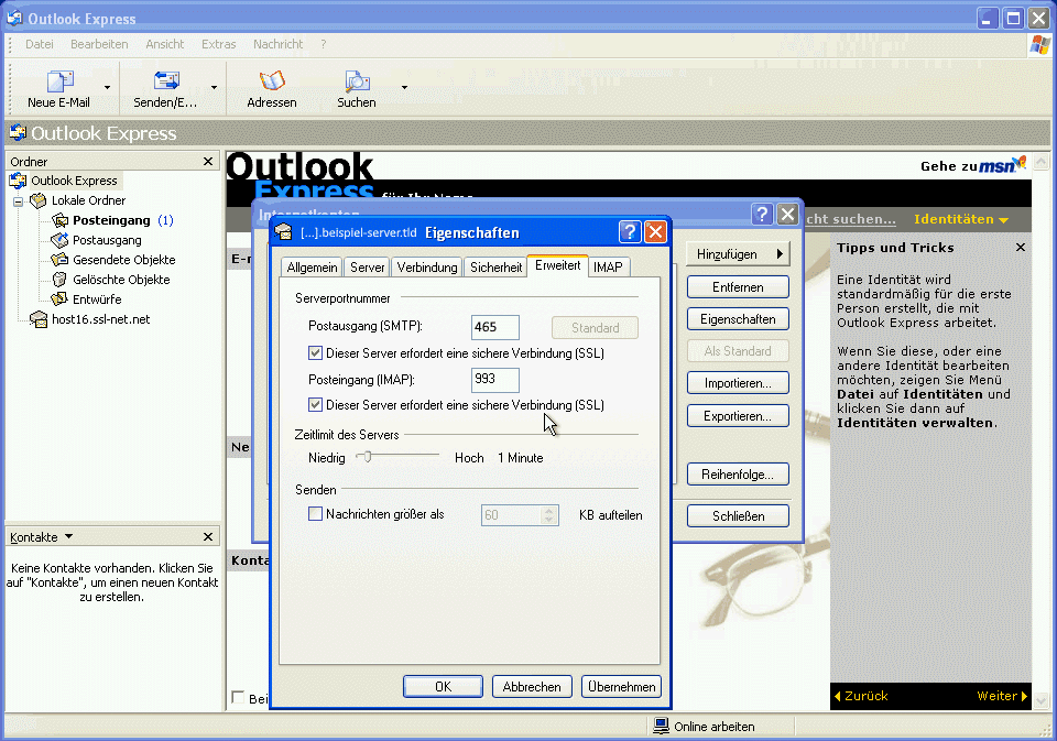 E-Mail Konto einrichten Outlook Express Screen 12