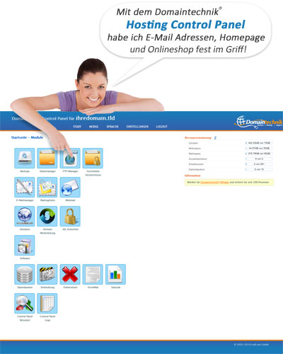 Hosting Control Panel, Domaintechnik® Tools