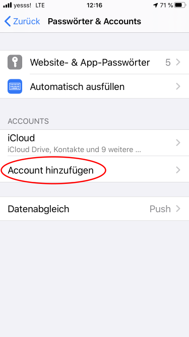 iPhone E-Mail einrichten - Schritt 2