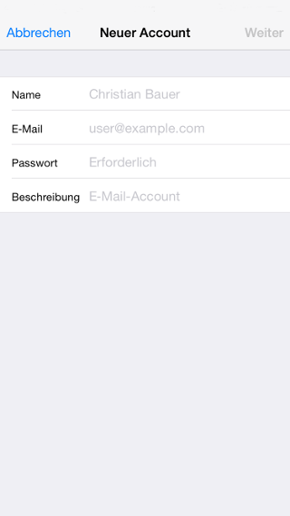 iPhone E-Mail einrichten - Schritt 5
