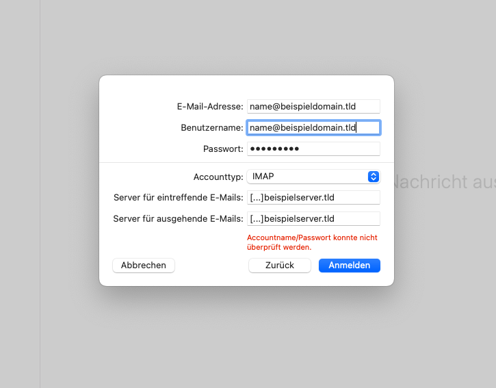 Mailserver wählen