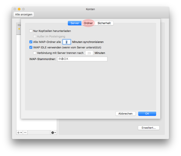 Microsoft Outlook für Mac 2016 IMAP - Schritt 1