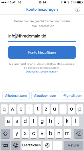 Outlook iOS Schritt 3