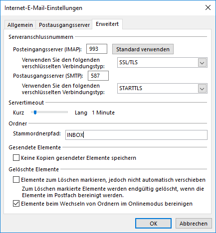 Weitere Einstellungen um Outlook 2016 einrichten zu können - Schritt 12