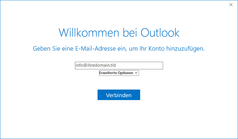 E-Mail Adresse eingeben um in Outlook anmelden zu können - Schritt 4