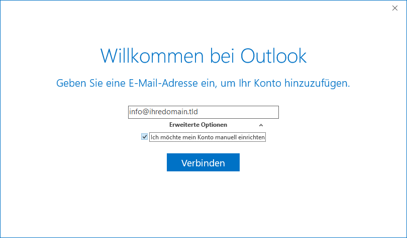 Outlook 2016 einrichten - Schritt 4