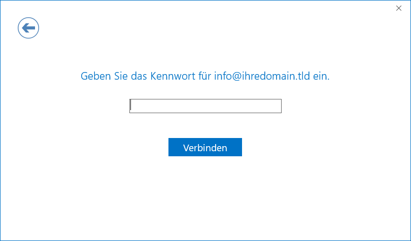 Kennwort eingeben zum Outlook 2016 einrichten- Schritt 7
