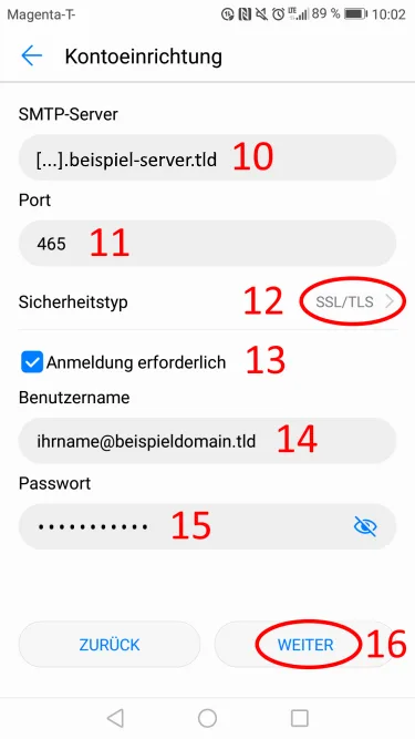 Ausgangsserver festlegen