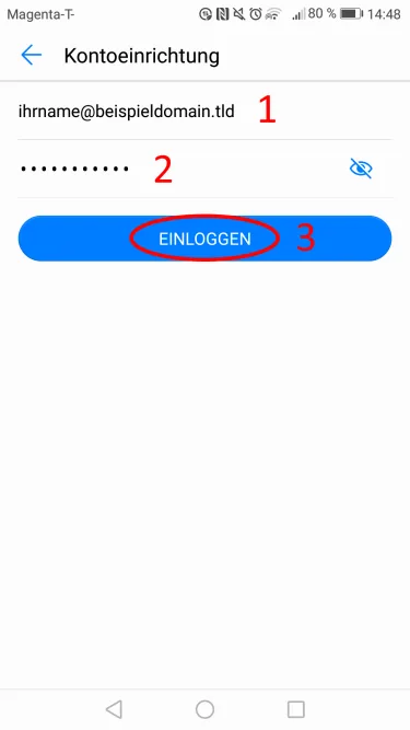 Benutzerdaten eingeben
