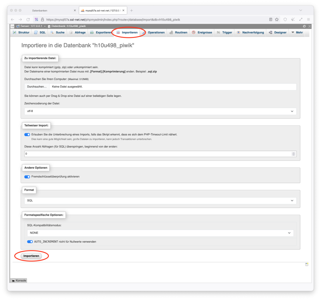 Datenbank aktualisieren