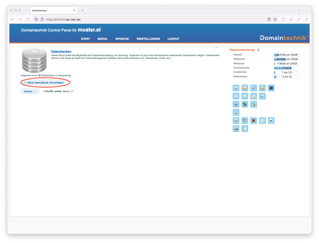 Datenbank erstellen