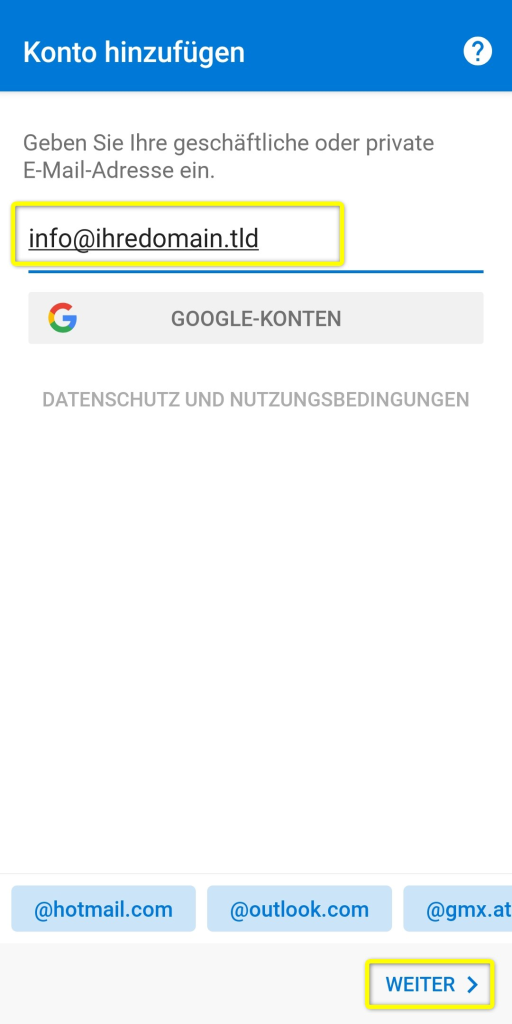 Android Outlook E-Mail einrichten
