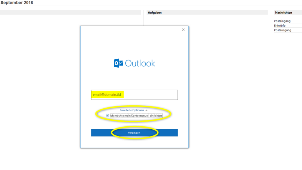 Outlook E-Mail einrichten