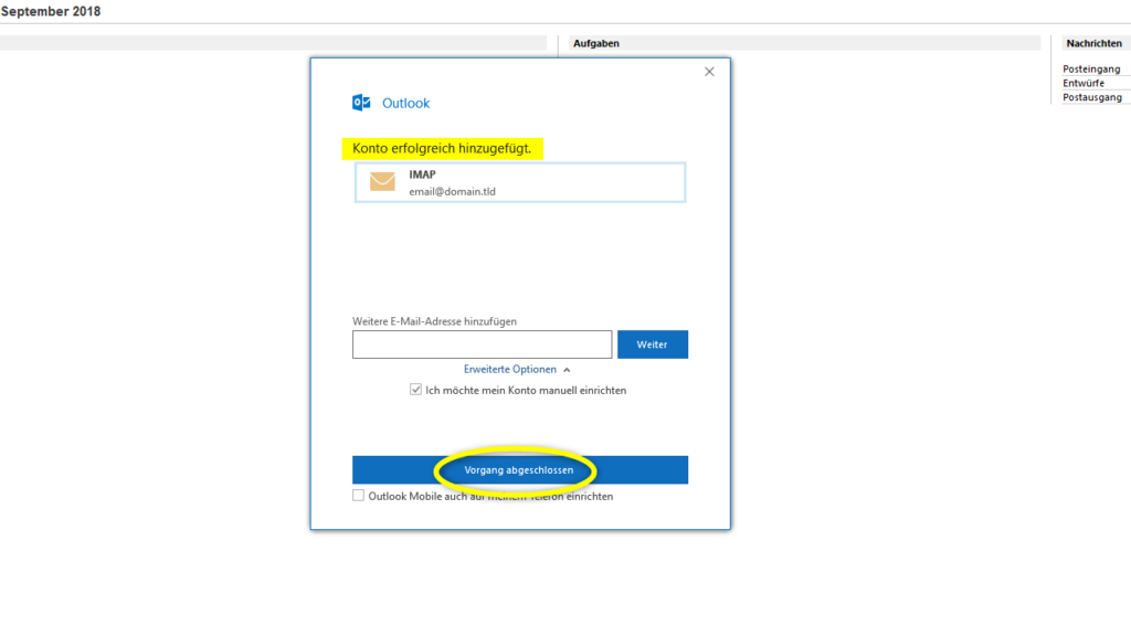 E-Mail einrichten Konto hinzufügen