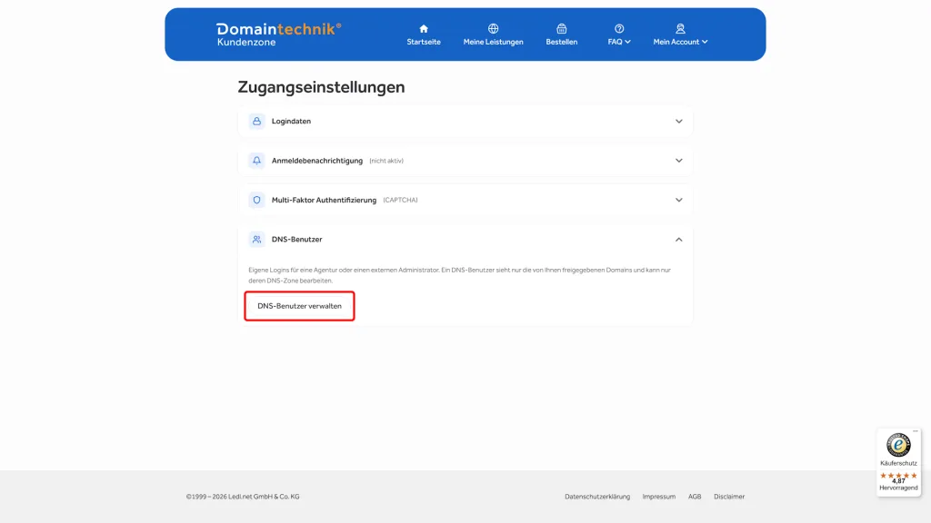 DNS Benutzer verwalten