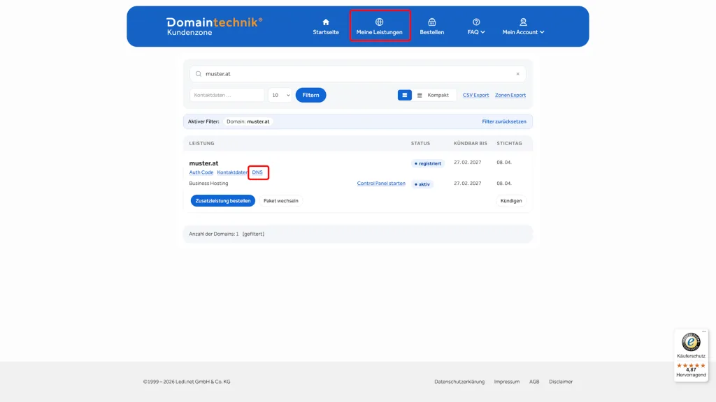 DNS Verwaltung starten