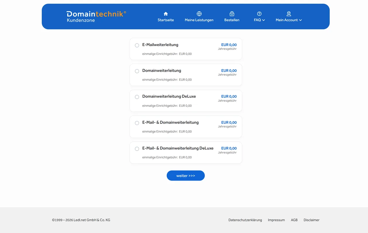 Domainweiterleitung ohne Hosting bestellen