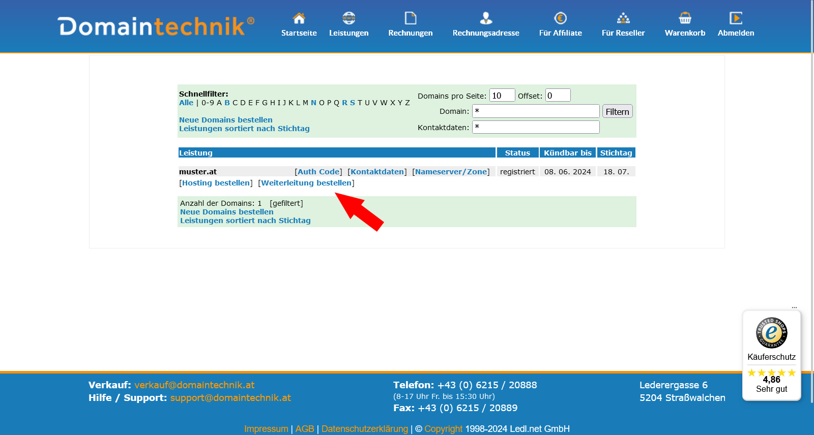 Domainweiterleitung ohne Hosting bestellen