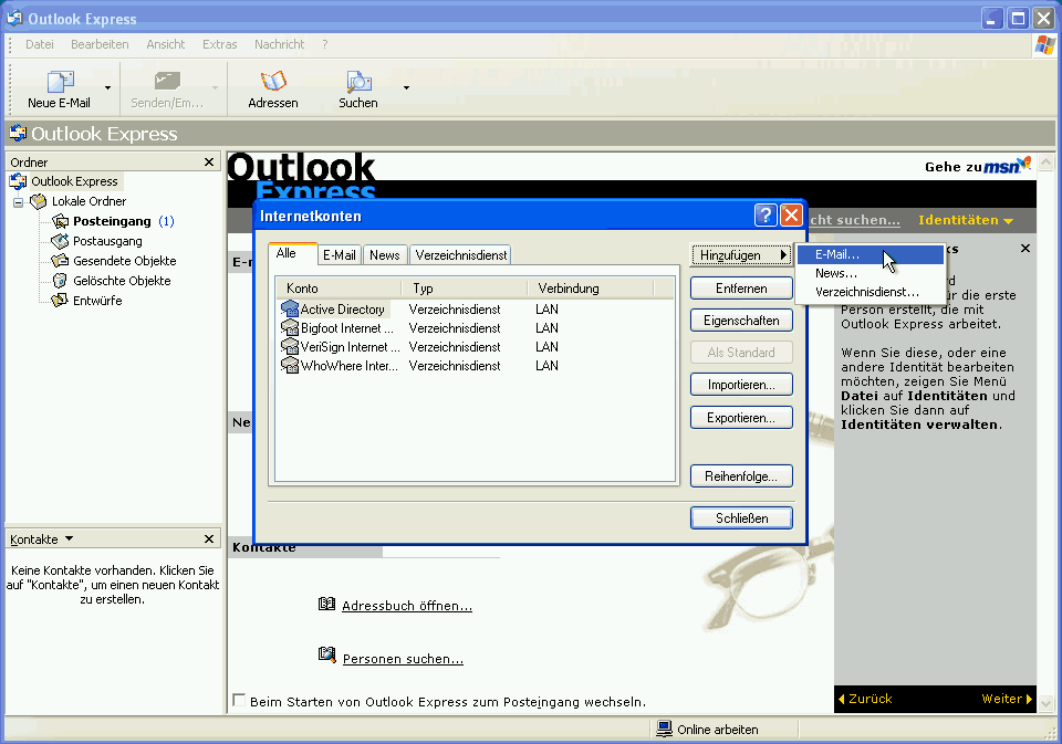Outlook Express Schritt 2