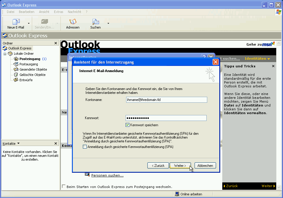 Outlook Express Schritt 6