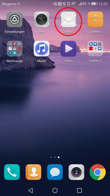 Andoird E-Mail App öffnen