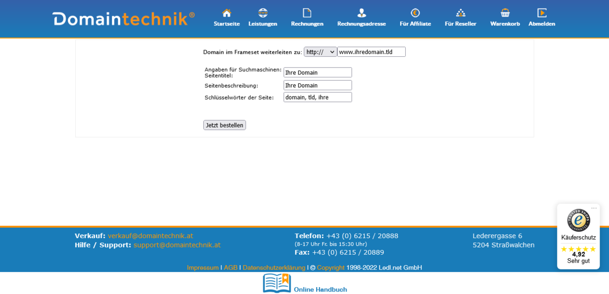 Frame Weiterleitung einrichten