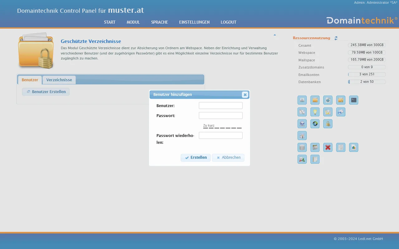 Geschützte Verzeichnisse erstellen