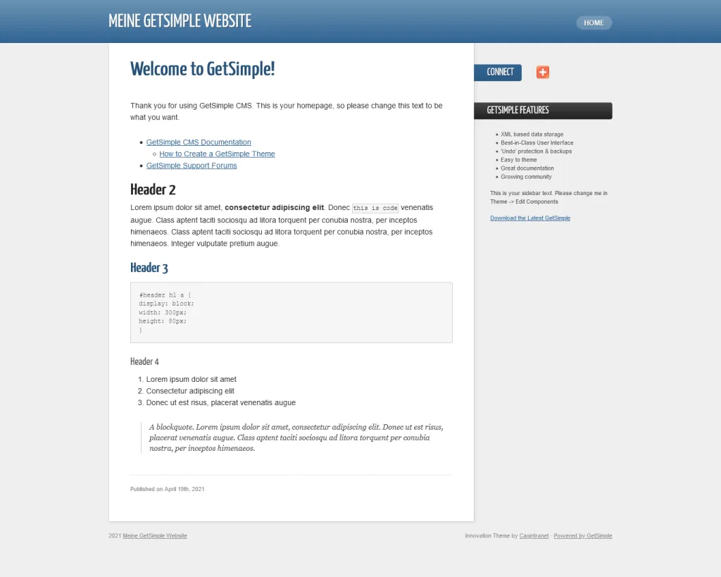 GetSimple Frontend