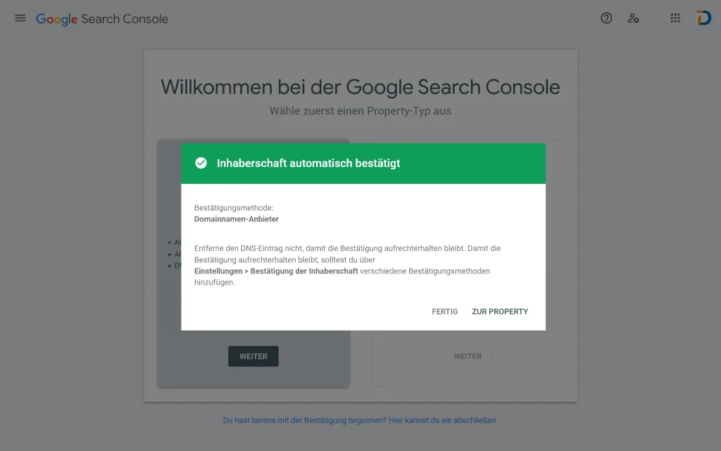 Google Sites Inhaberschaft bestätigt