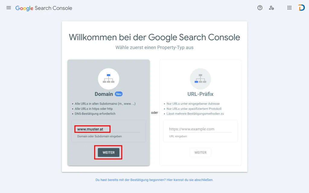 Google Sites Property Typ
