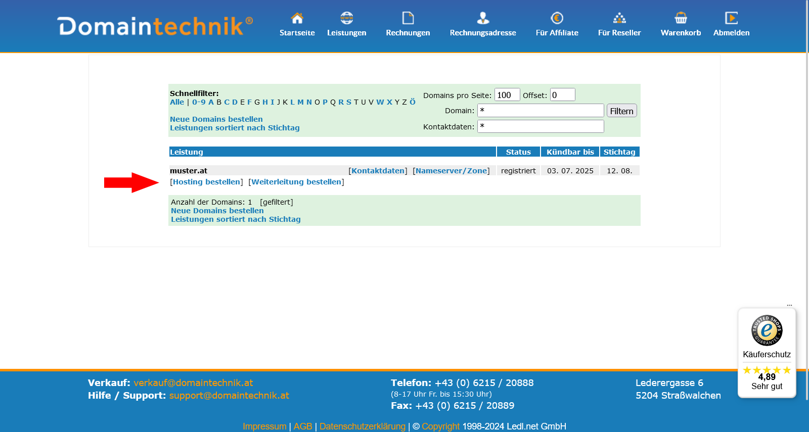 Webhosting bestellen