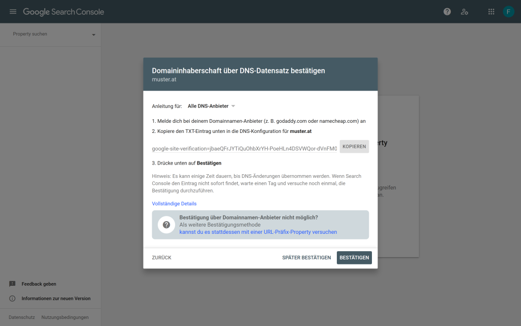 Search Console einrichten