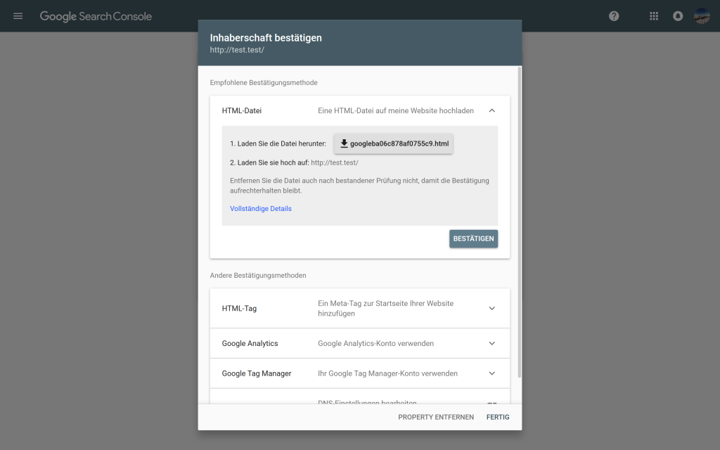 Search Console einrichten