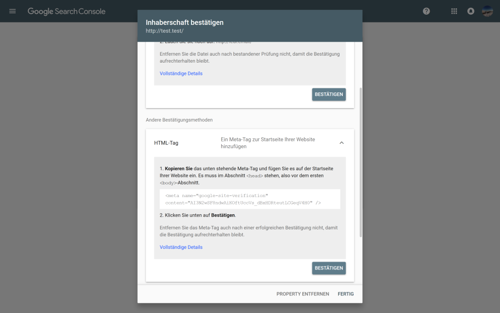 Search Console einrichten