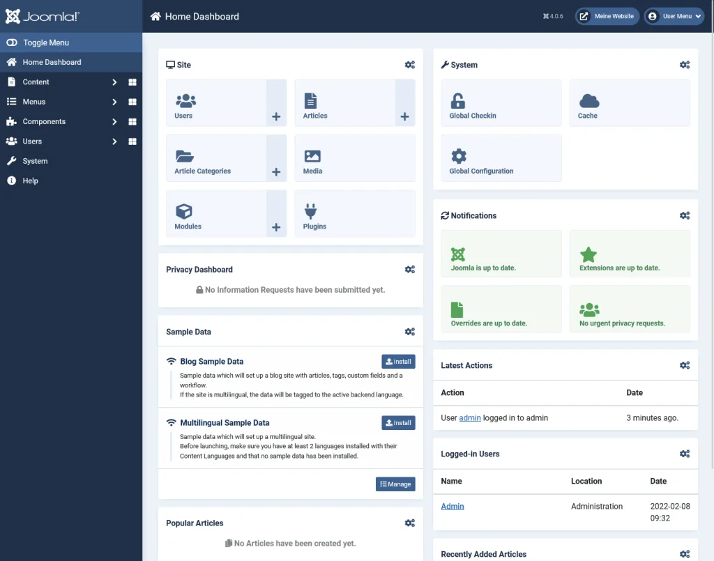 Joomla Backend
