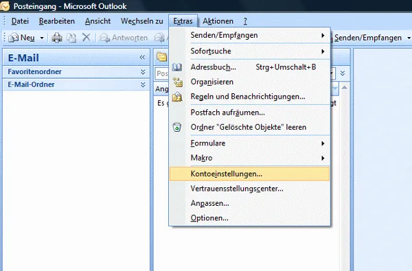 Outlook 2007 Kontoeinstellungen
