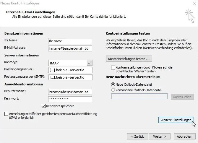 Outlook 2010 Weitere Einstellungen