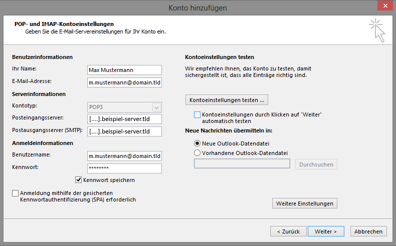 Outlook 2013 Automatisch testen deaktivieren