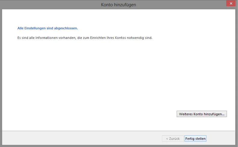 Outlook 2013 einrichten fertigstellen